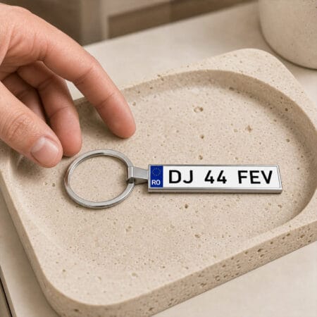 breloc personalizat cu număr mașină — plăcuță Înmatriculare miniatură