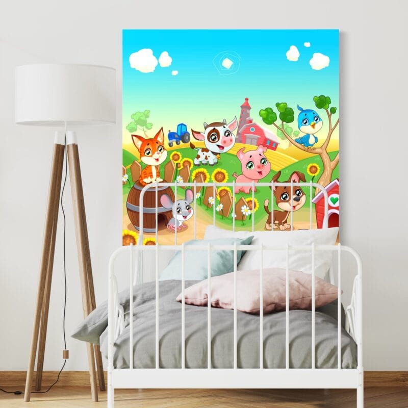 Tablou canvas decorativ pentru camera copilului – ANIMALELE DE LA FERMA –