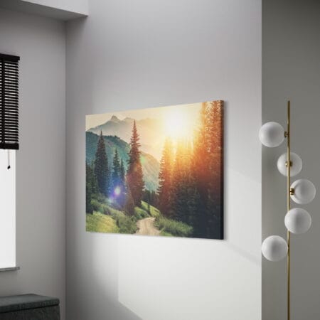 tablou canvas decorativ peisaj de munte si brazi