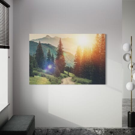 tablou canvas decorativ peisaj de munte si brazi 