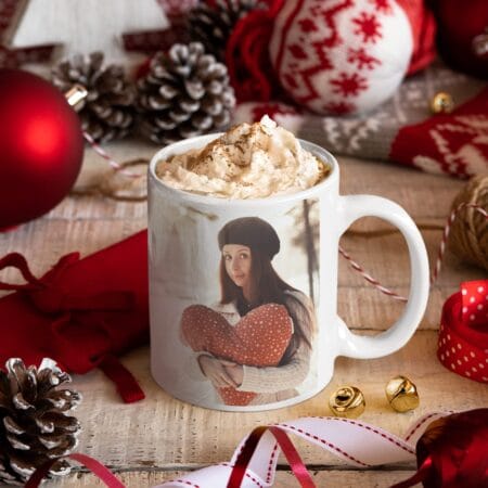 cană personalizată de crăciun cu interior roșu