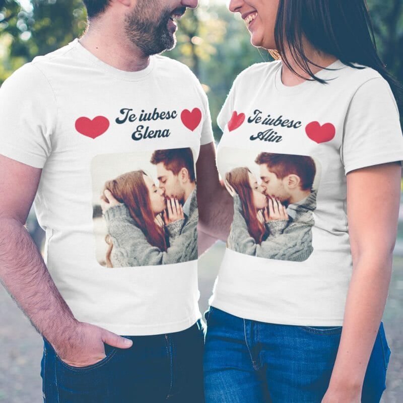 set tricouri personalizate de cuplu cu poză