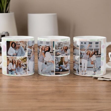 cană personalizată cu un colaj de 6 poze