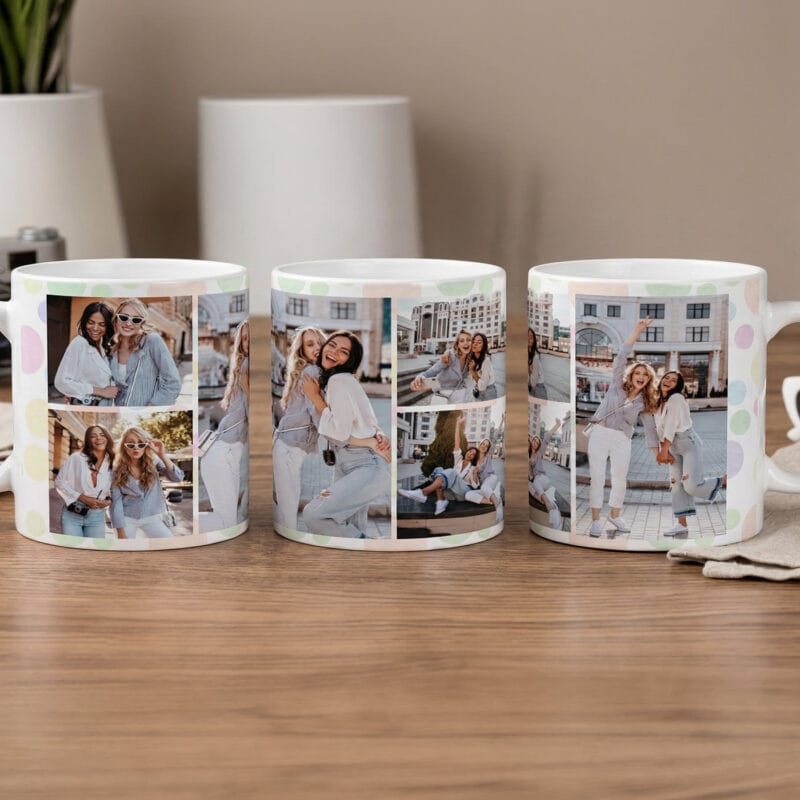 cană personalizată cu un colaj de 6 poze