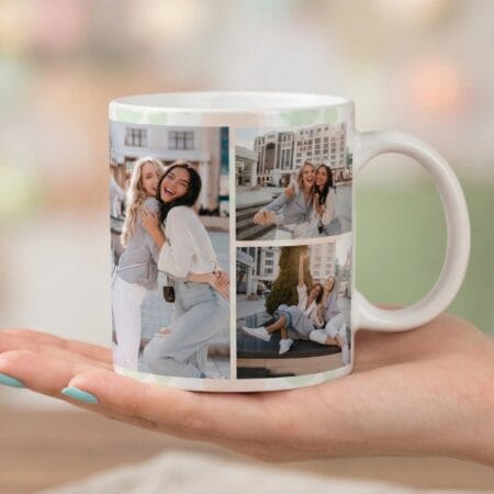 cană personalizată cu un colaj de 6 poze