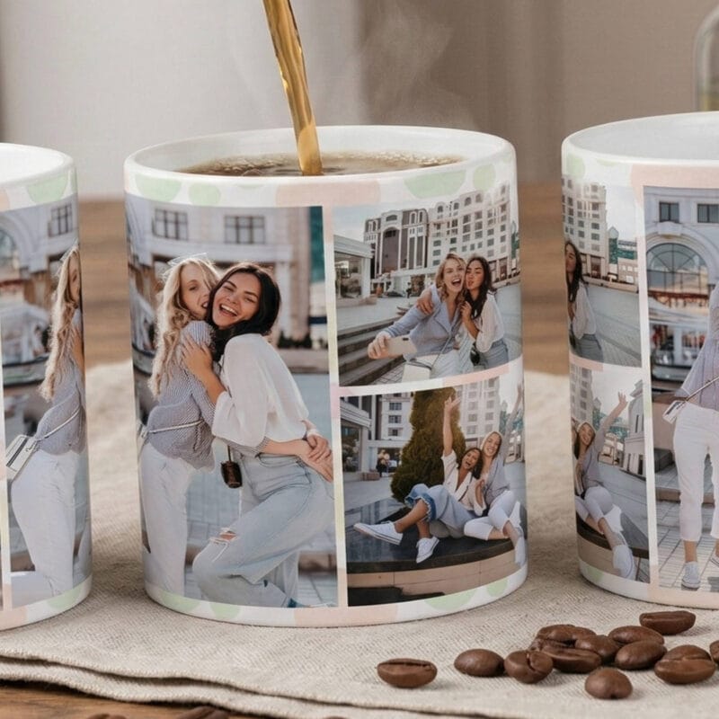 cană personalizată cu un colaj de 6 poze