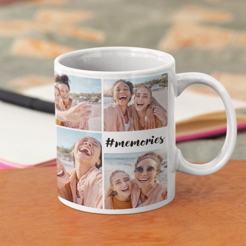 cană personalizată #memories cu interior colorat și 6 poze