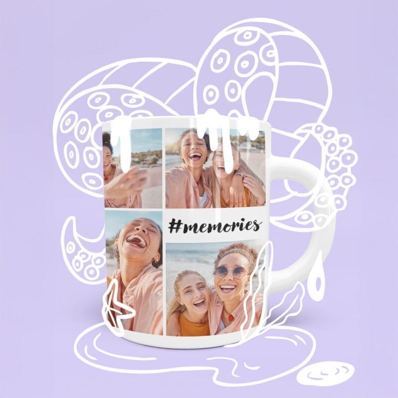 cană personalizată #memories cu interior colorat și 6 poze