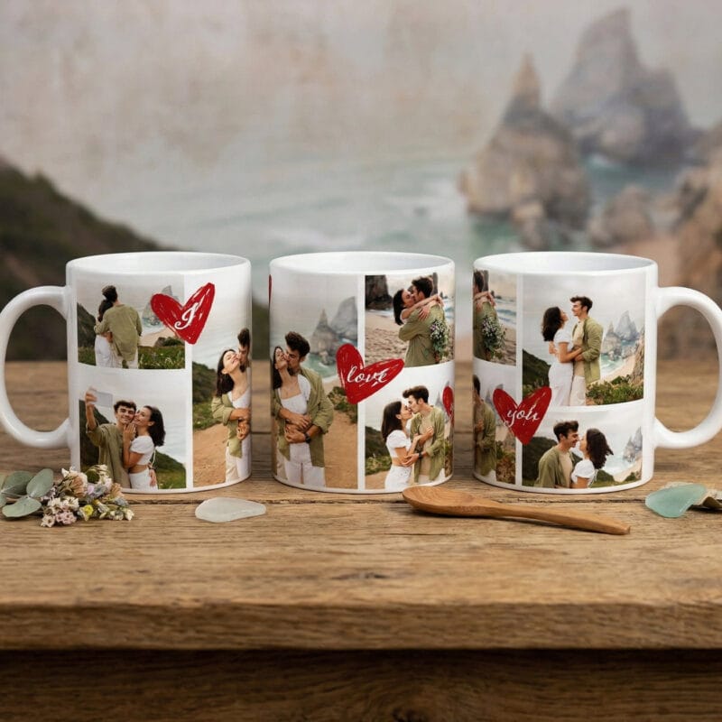 cană personalizată colaj cu 7 fotografii și text