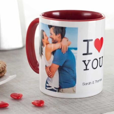 Cană Personalizată Interior Roșu I LOVE U