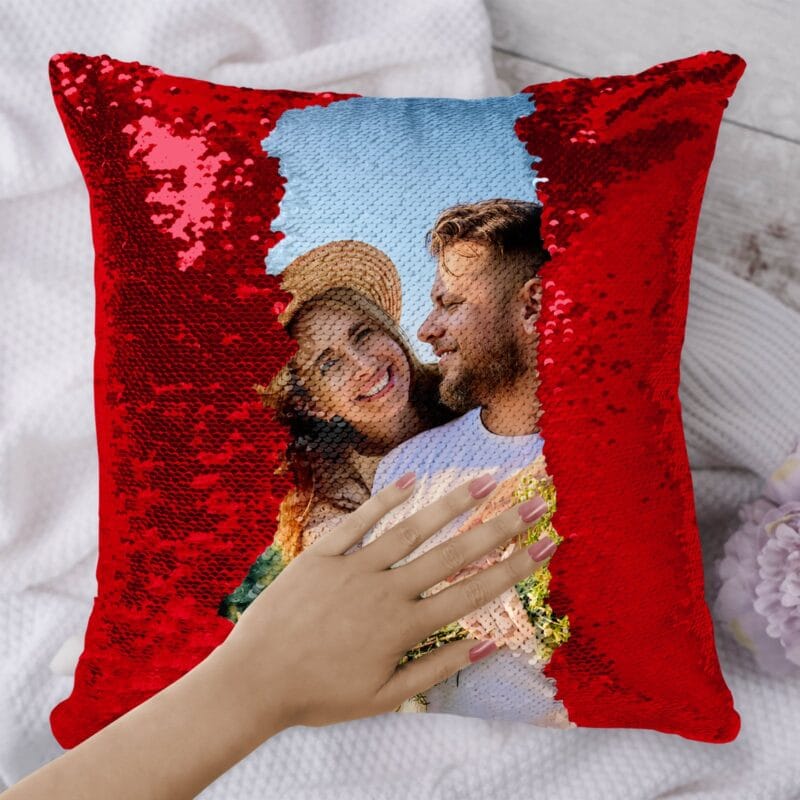 pernă cu paiete personalizată