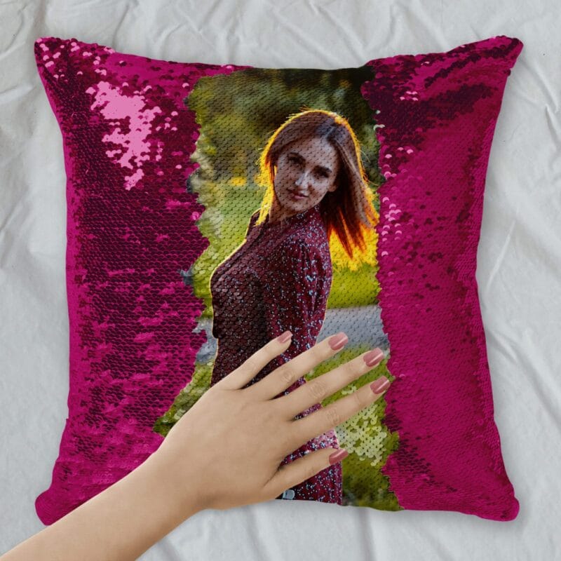 pernă personalizată cu paiete