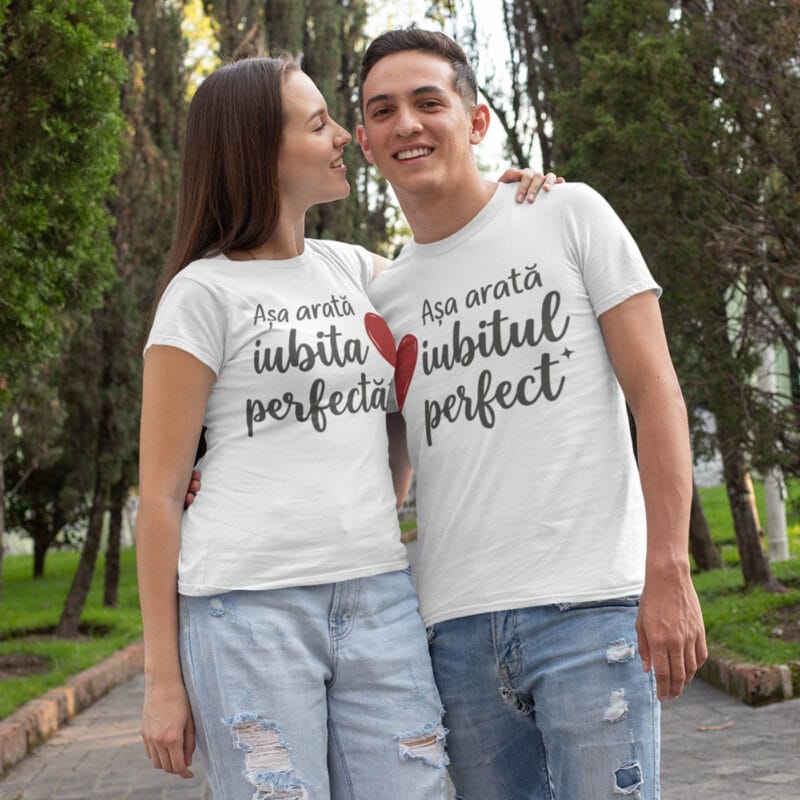set tricouri personalizate cuplu cu mesaj — iubit și iubită