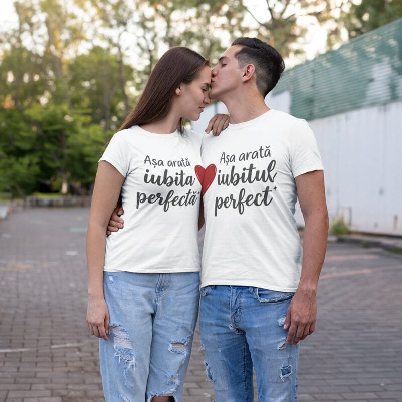 set tricouri personalizate cuplu cu mesaj — iubit și iubită