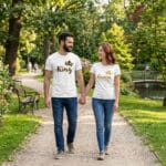 set tricouri personalizate cuplu cu mesaj — the king & his queen