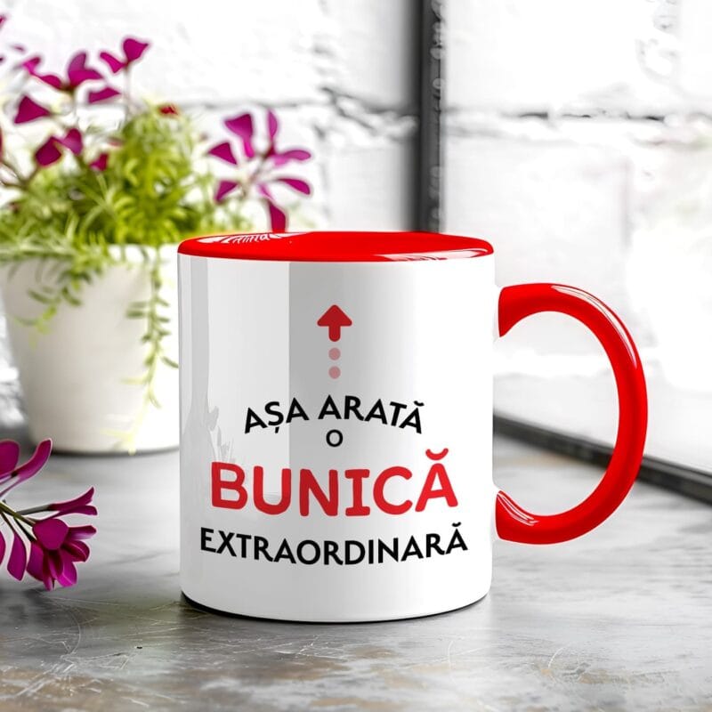 cană interior roșu - bunică extraordinară