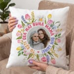 pernă personalizată cadou cea mai bună mama — coroană florală acuarelă pernă personalizată cadou cea mai bună mama — coroană florală acuarelă