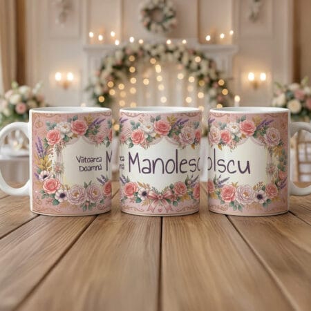 cană personalizată "viitoarea doamnă..." cadou pentru mireasă