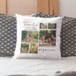 pernă personalizată "familia este locul unde iubirea este veșnică" cu colaj 6 poze pernă personalizată "familia este locul unde iubirea este veșnică" cu colaj 6 poze