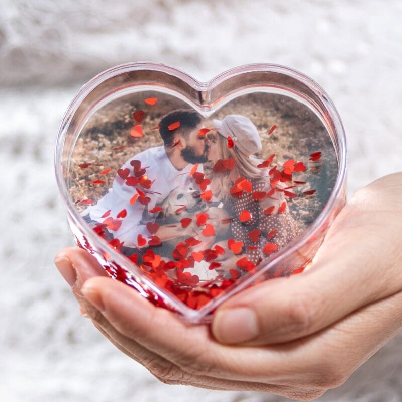 glob în formă de inimă personalizat cu poză