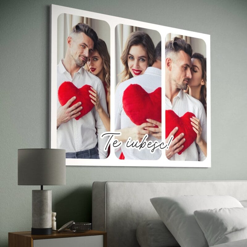tablou canvas personalizat cu 3 poze și text