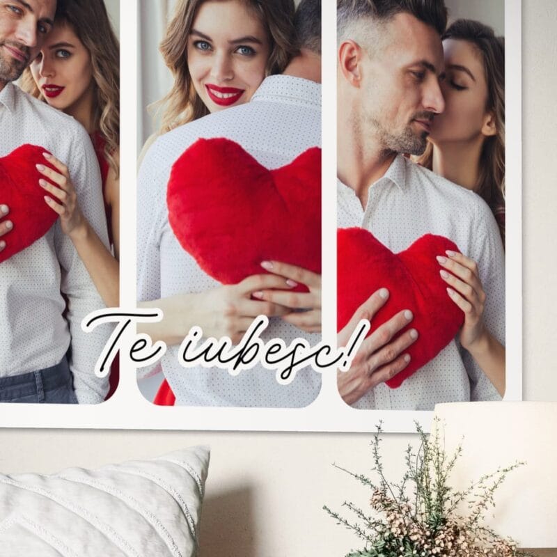 tablou canvas personalizat cu 3 poze și text