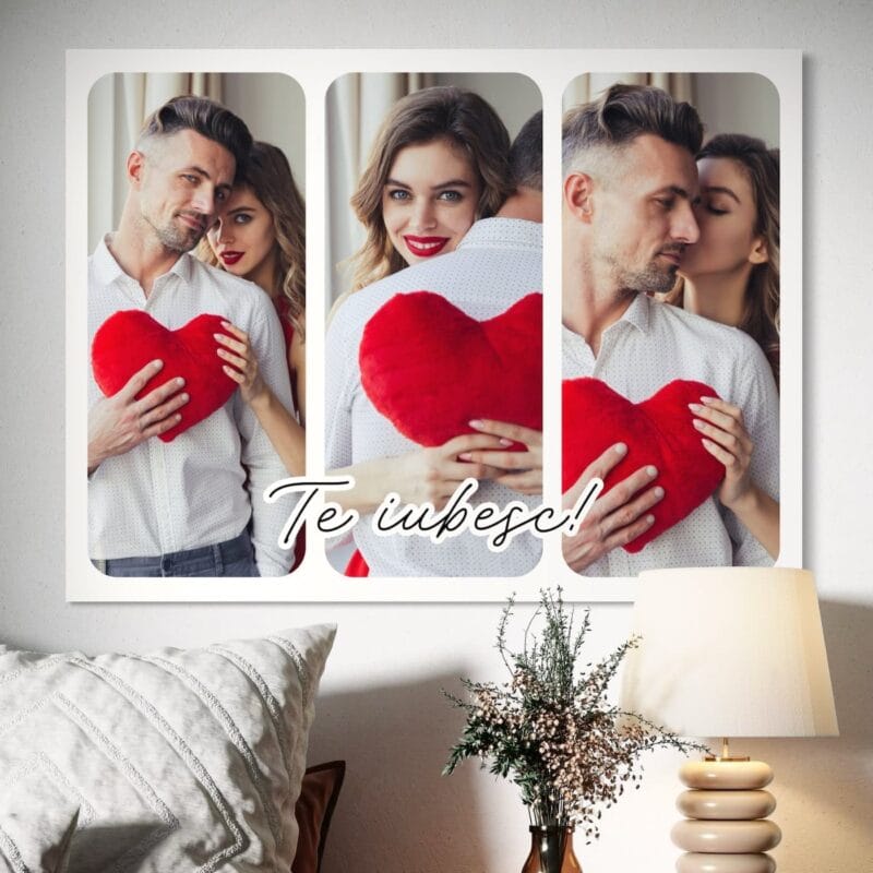 tablou canvas personalizat cu 3 poze și text