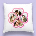 pernă romantică personalizată cu 4 poze inimă și mesaj de dragoste pernă romantică personalizată cu 4 poze inimă și mesaj de dragoste