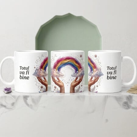 cană cu mesaj inspirațional "totul va fi bine"