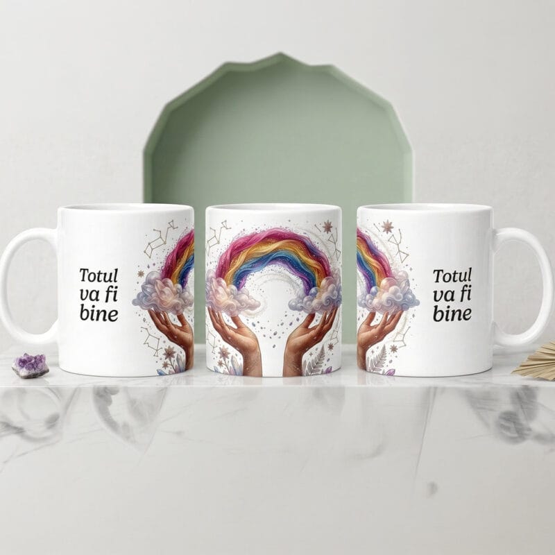 cană cu mesaj inspirațional "totul va fi bine"