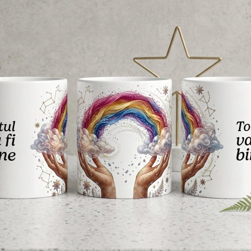cană cu mesaj inspirațional "totul va fi bine"
