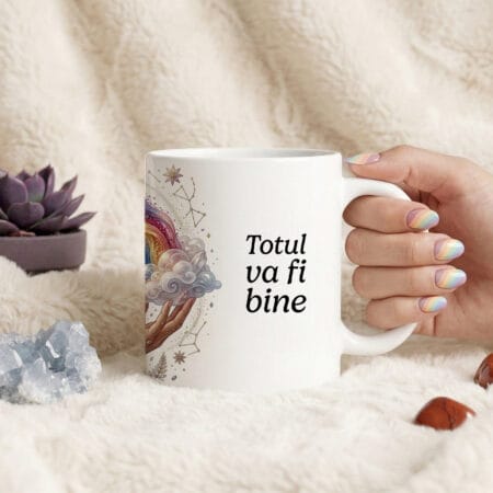 cană personalizată "totul va fi bine" design curcubeu & mesaj de Încurajare