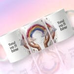 cană personalizată "totul va fi bine" design curcubeu & mesaj de Încurajare