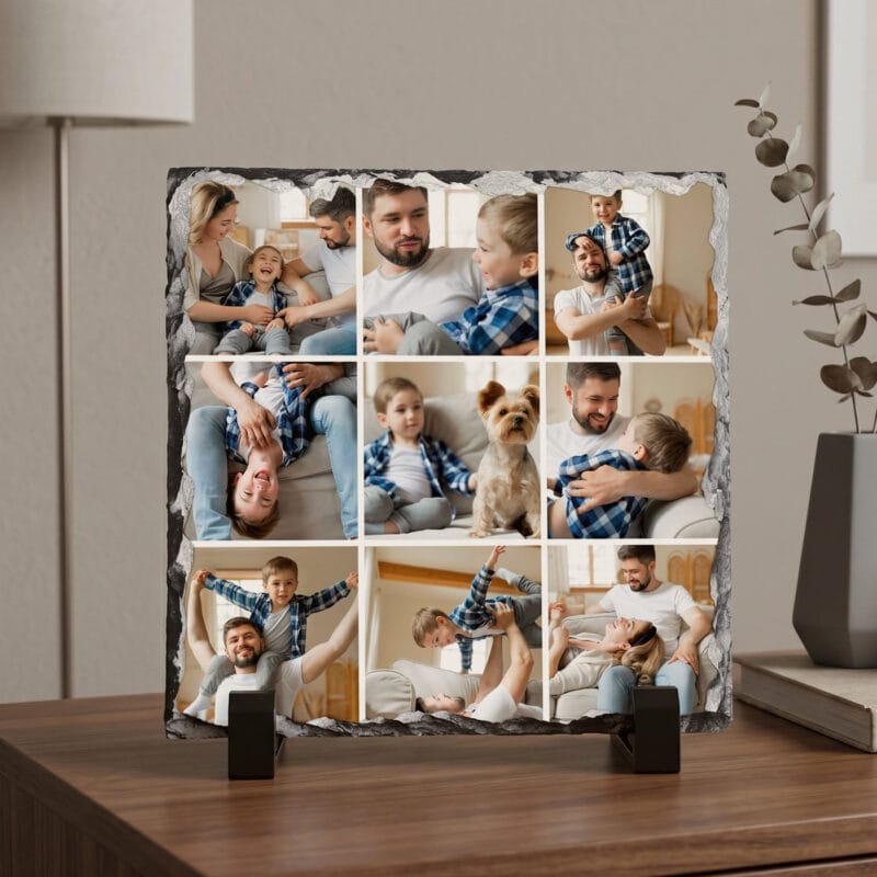 placă ardezie pătrată personalizată cu 9 poze