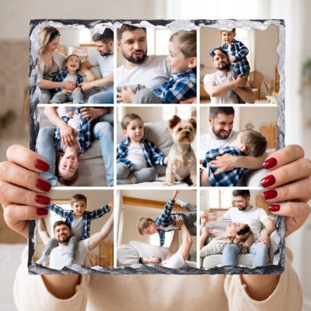 placă ardezie pătrată personalizată cu 9 poze
