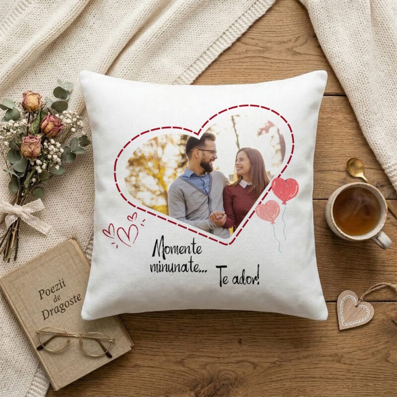 pernă colaj foto personalizată pentru cuplu "momente minunate"