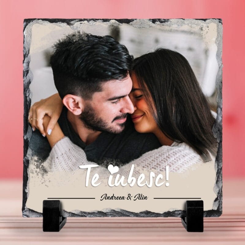 piatră personalizată patrată watercolor - te iubesc