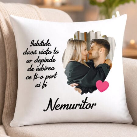 pernă personalizată cadou iubit cu poză și mesaj — nemuritor