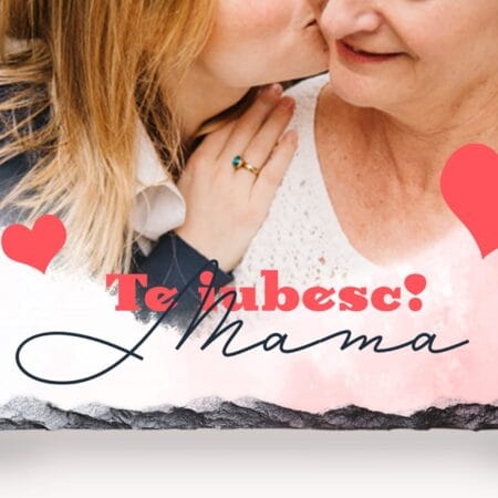 piatră personalizată watercolor - te iubesc mama