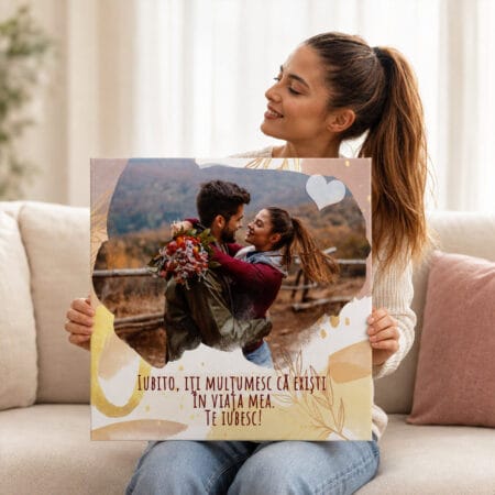 tablou canvas personalizat pentru iubită — portret watercolor cu poză