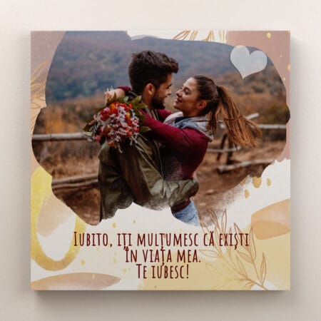 tablou canvas personalizat pentru iubită — portret watercolor cu poză