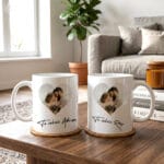 set 2 căni personalizate cu poză și nume — cadou cuplu te iubesc