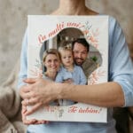 tablou canvas personalizat cu poză, efect acuarelă și ramă florală