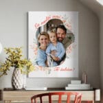 tablou canvas personalizat cu poză, efect acuarelă și ramă florală