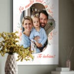 tablou canvas personalizat cu poză, efect acuarelă și ramă florală