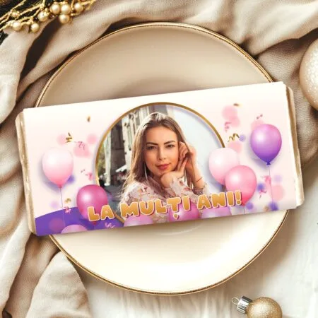 ciocolată aniversară personalizată cu poză