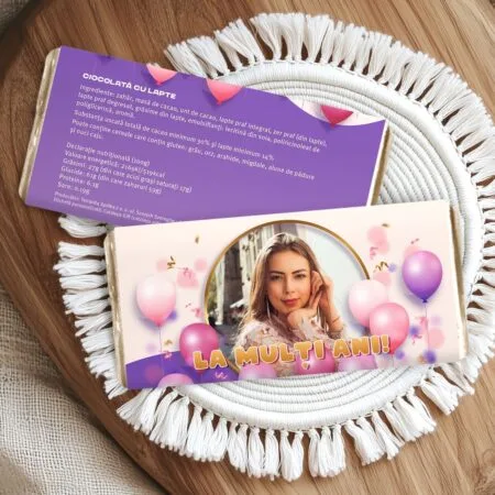 ciocolată aniversară personalizată cu poză