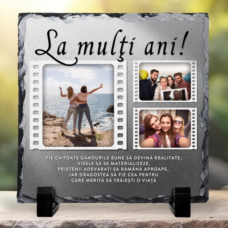 piatră personalizată patrată la multi ani - foto film