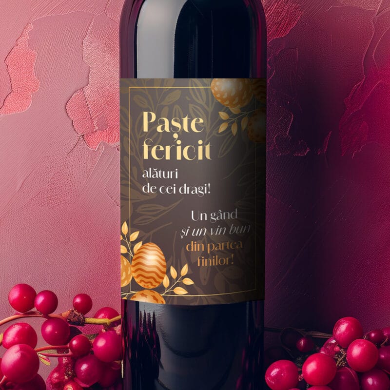 sticlă de vin personalizată cu text - paște
