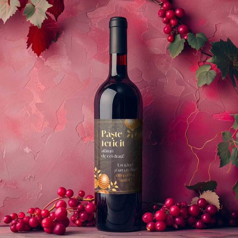 sticlă de vin personalizată cu text - paște